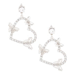 Silver Butterfly Heart Earrings