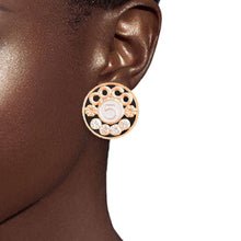 Load image into Gallery viewer, 3 Pcs Designer-Inspired COCO Gold Metal and Rhinestone Stud Earring Set
