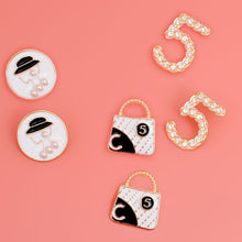 Load image into Gallery viewer, Designer-Inspired Gold Lady bag No.5 Charm Stud Earring Set
