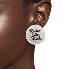 Load image into Gallery viewer, Silver 3 Pcs Black Girl Magic Studs
