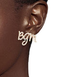 Gold 3 Pcs Black Girl Afro Studs