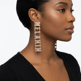 Gold Clear Rhinestone MELANIN Link Dangle Earrings