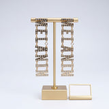 Gold Clear Rhinestone MELANIN Link Dangle Earrings