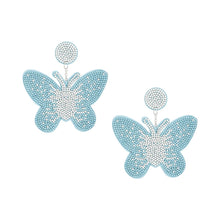 Cargar imagen en el visor de la galería, Drop Blue Butterfly Rhinestone Fabric Earrings
