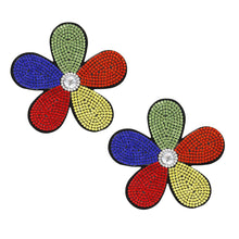 Cargar imagen en el visor de la galería, Studs Multicolor Rhinestone Fabric Daisy Earrings
