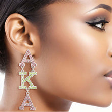 Load image into Gallery viewer, AKA Pink Green AKA Dangle Studs
