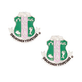 AKA Pink Green Crest Studs