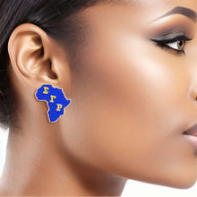 Load image into Gallery viewer, Gold Blue Africa Studs
