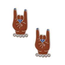 Cargar imagen en el visor de la galería, Blue White Hand Sign Studs
