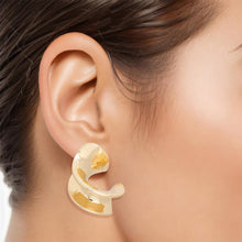 Load image into Gallery viewer, Drop Swirl Silhouette Gold Earrings for Women
