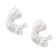 Load image into Gallery viewer, Drop Swirl Silhouette Silver Earrings for Women
