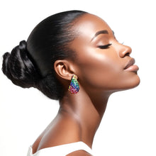 Cargar imagen en el visor de la galería, Studs Rainbow Embellished Small Teardrop Earrings
