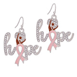 Breast Cancer Fish Hook Silver Hope Glam Earrings