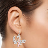 Breast Cancer Fish Hook Silver Hope Glam Earrings
