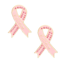 Cargar imagen en el visor de la galería, Studs Gold Light Pink Ribbon Believe Earrings
