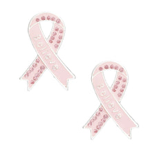 Cargar imagen en el visor de la galería, Studs Silver Light Pink Ribbon Believe Earrings
