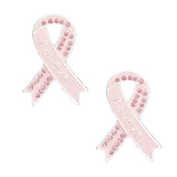 Studs Silver Light Pink Ribbon Believe Earrings