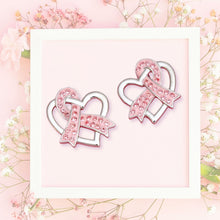 Cargar imagen en el visor de la galería, Breast Cancer Silver Light Pink Ribbon Loop Studs
