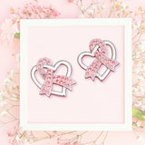 Breast Cancer Silver Light Pink Ribbon Loop Studs
