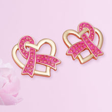 Cargar imagen en el visor de la galería, Breast Cancer Gold Pink Ribbon Loop Stud Earrings

