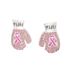 Cargar imagen en el visor de la galería, Studs Silver Light Pink Ribbon Fight Earrings
