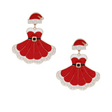 Dangle Santa Baby Red Sweetheart Dress Earrings