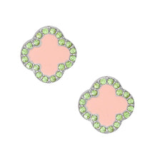 Cargar imagen en el visor de la galería, AKA Pink Silver Green Rhinestone Clover Studs
