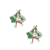 AKA Sorority Pink Lady Green Ivy Stud Earrings