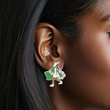 AKA Sorority Pink Lady Green Ivy Stud Earrings