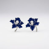 Zeta Phi Beta Blue Enamel Flower Stud Earrings