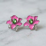 Alpha Kappa Alpha Pink Enamel Flower Stud Earrings