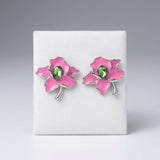 Alpha Kappa Alpha Pink Enamel Flower Stud Earrings