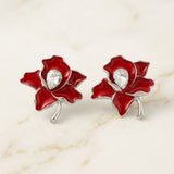 Delta Sigma Theta Red Enamel Flower Stud Earrings