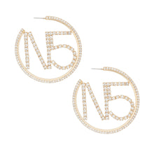 Load image into Gallery viewer, Hoops Gold Pave Rhinestone N5 Earrings for Women
