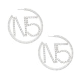 Hoops Silver Pave Rhinestone N5 Earrings for Women