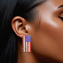 Cargar imagen en el visor de la galería, Studs Patriotic Bling American Flag Gold Earrings
