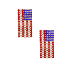 Cargar imagen en el visor de la galería, Studs Patriotic Bling American Flag Gold Earrings
