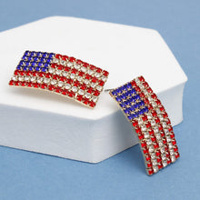 Cargar imagen en el visor de la galería, Studs Patriotic Bling American Flag Gold Earrings

