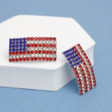 Studs Patriotic Bling American Flag Silver Earring