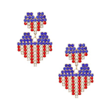 Load image into Gallery viewer, Dangle All American Glam Heart Gold Earrings
