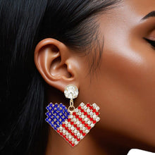 Cargar imagen en el visor de la galería, Drop Heart Freedom American Glam Gold Earrings
