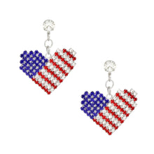 Cargar imagen en el visor de la galería, Drop Heart Freedom American Glam Silver Earrings
