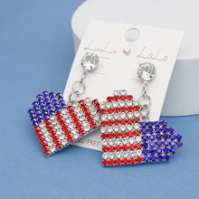Cargar imagen en el visor de la galería, Drop Heart Freedom American Glam Silver Earrings
