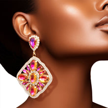 Load image into Gallery viewer, Purple Glass Crystal Diamond Earrings

