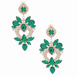 Green Glass Crystal Heart Earrings