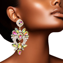 Load image into Gallery viewer, Pink Green Glass Crystal Heart Earrings
