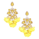 Dangle Yellow Crystal Petal Tassel Earrings Women