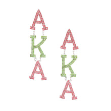 Load image into Gallery viewer, AKA Dangle Pink Green Large AKA Earrings
