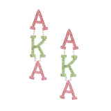 AKA Dangle Pink Green Large AKA Earrings