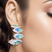 Cargar imagen en el visor de la galería, Brilliant Green Marquise Crystal Hoops
